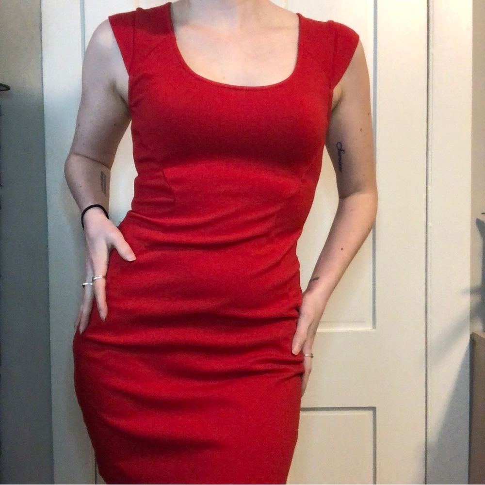 Express cherry red bodycon dress